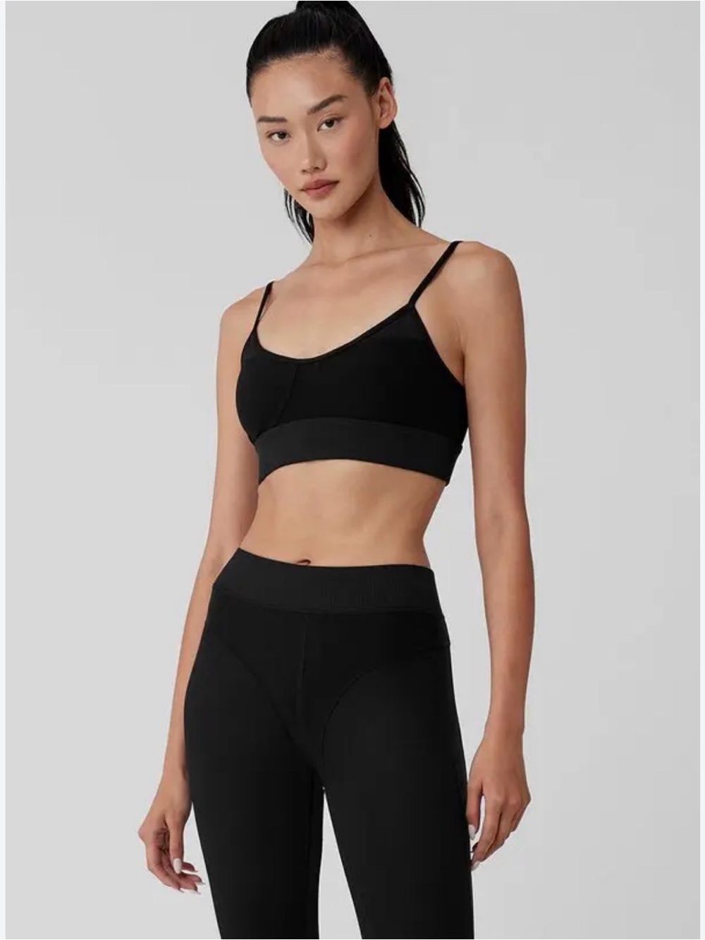 ALO Yoga Black Slim-Strap Sports Bra